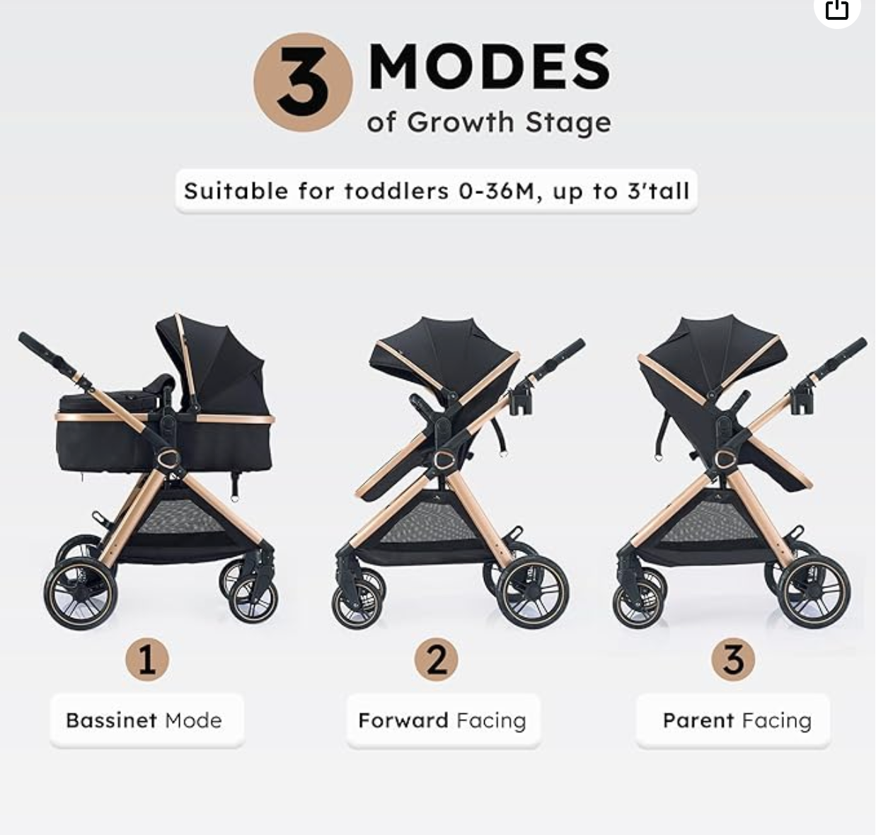 2 in 1 Baby Stroller and Convertible Bassinet Push Chair